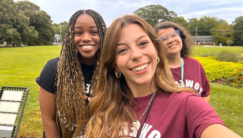 Students outside on campus