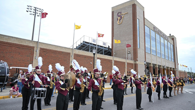 SU Marching Band outside Stadium