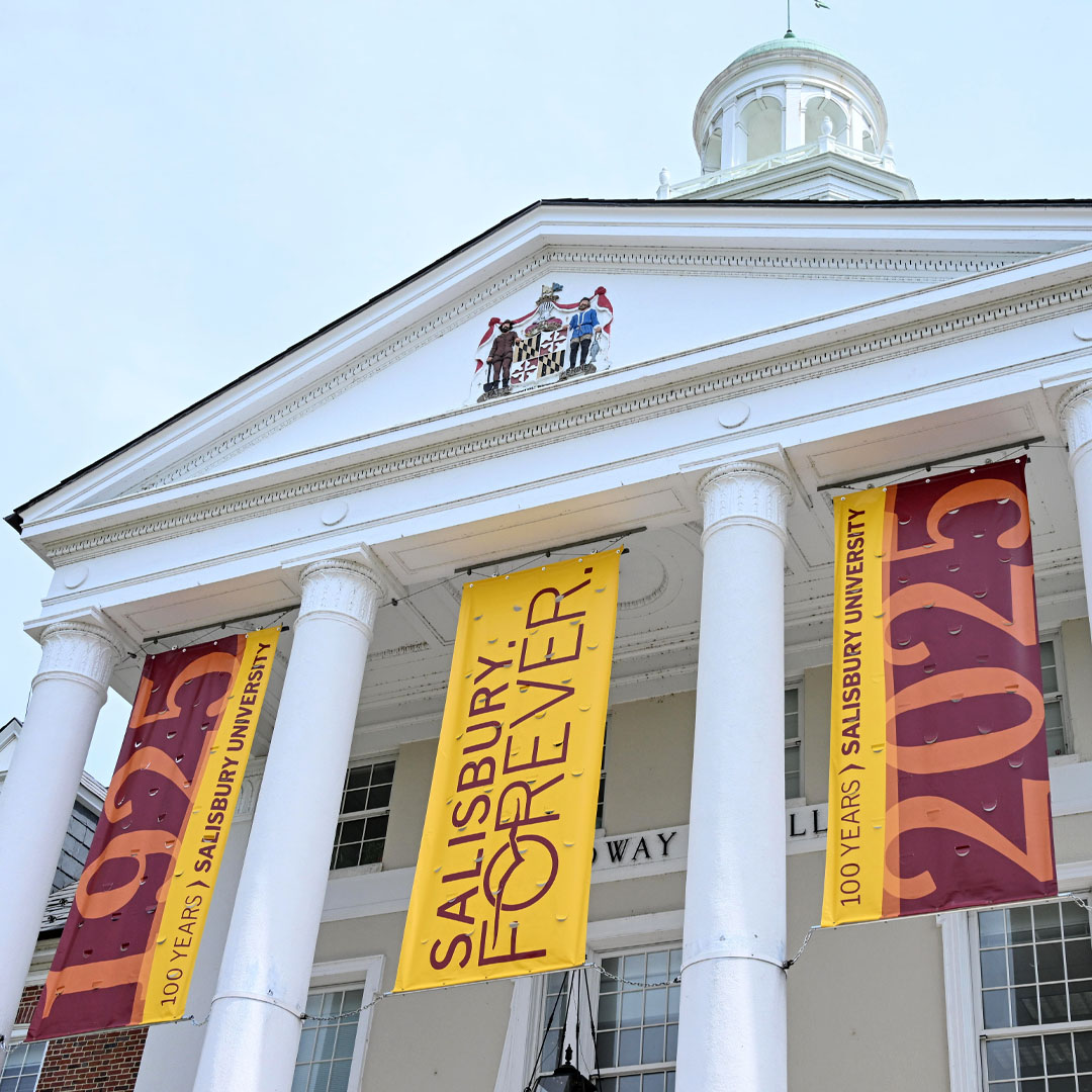Holloway Hall with 'Salisbury. Forever.' banners